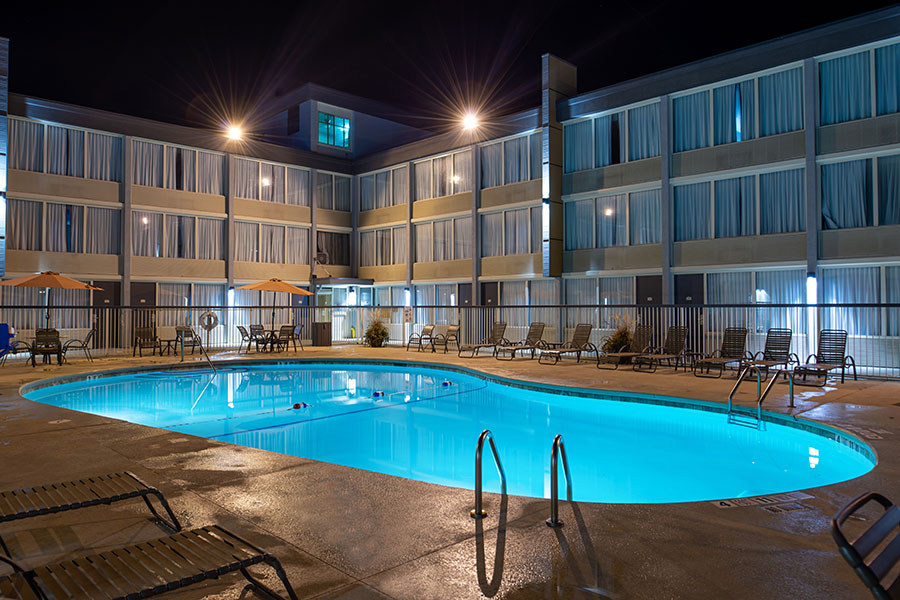 outdoor pool at night